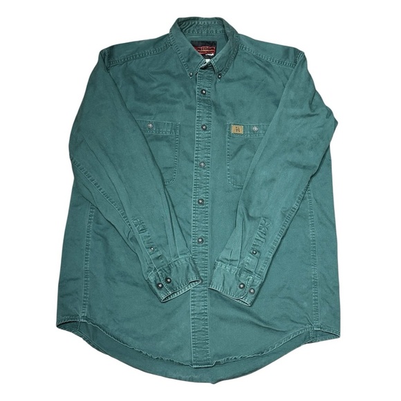 RIGGS Workwear by Wrangler Heavyweight Green Utility Shirt Size L - Picture 2 of 5